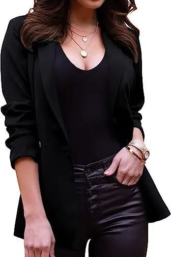 Long Sleeve Lapel Office Spring Autumn Button Women's Blazer Jacket