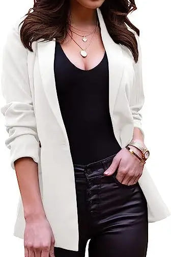 Long Sleeve Lapel Office Spring Autumn Button Women's Blazer Jacket