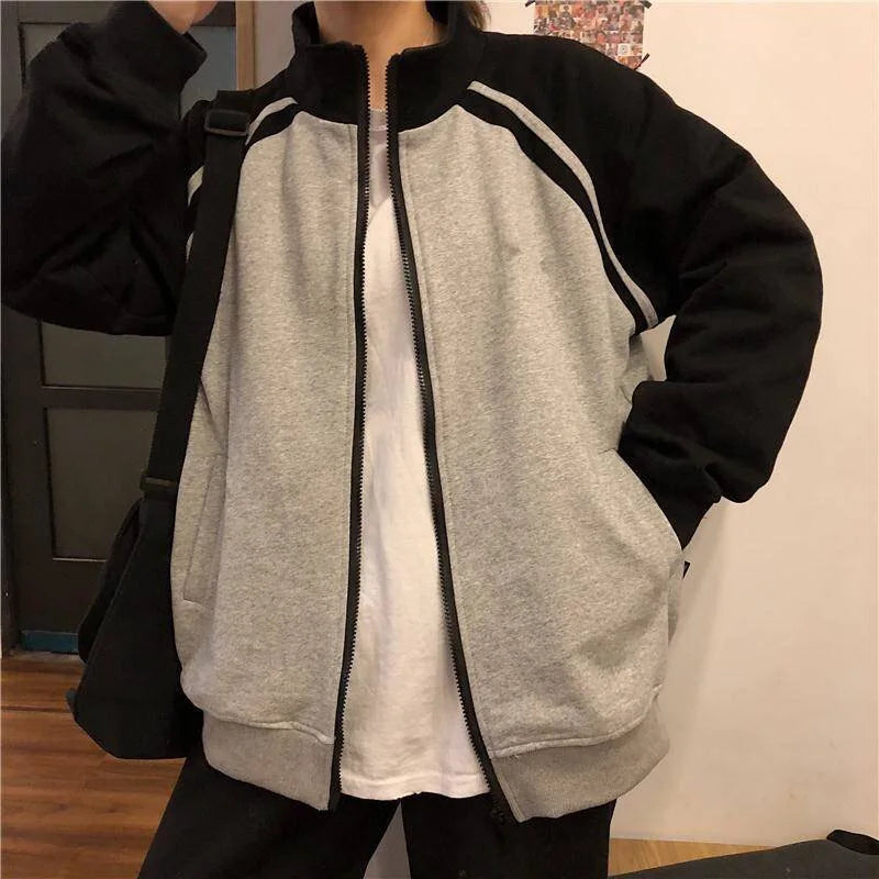 Stitching Leather Sleeves Short Retro Clothes Women Y2K Hombre Top Jacket Coat