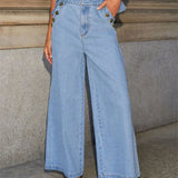 Streetwear Denim Wide Leg Office Two Piece Set