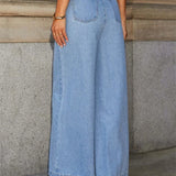 Streetwear Denim Wide Leg Office Two Piece Set