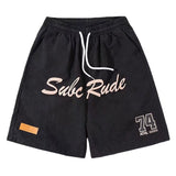 Streetwear Hip Hop Cargo Sports Shorts Men Harajuku Letter Printed Loose Elastic Waist Casual Pants