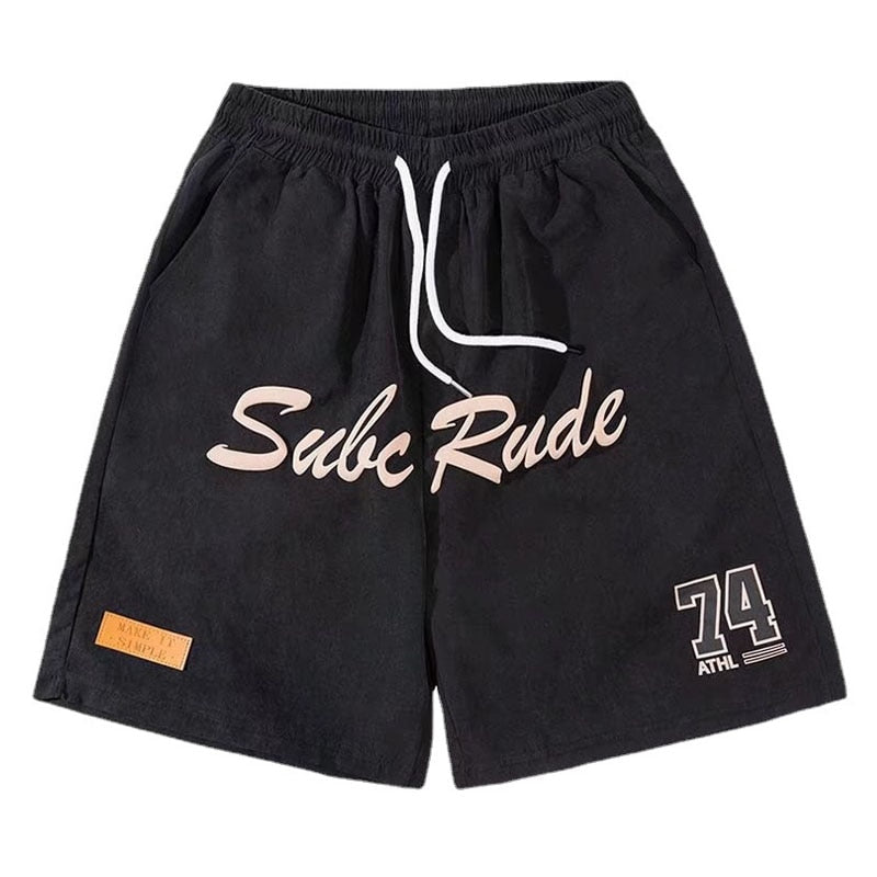 Streetwear Hip Hop Cargo Sports Shorts Men Harajuku Letter Printed Loose Elastic Waist Casual Pants