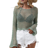 Streetwear Hollow Out Knit Crop Tops Smock Fishnet Loose Crop Top