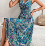 Fashion Sleeveless Print Beach Casual Boho Dress