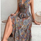Fashion Sleeveless Print Beach Casual Boho Dress