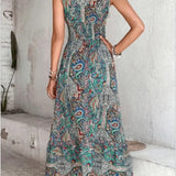 Fashion Sleeveless Print Beach Casual Boho Dress