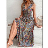 Fashion Sleeveless Print Beach Casual Boho Dress