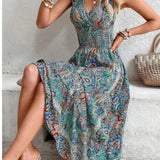 Fashion Sleeveless Print Beach Casual Boho Dress