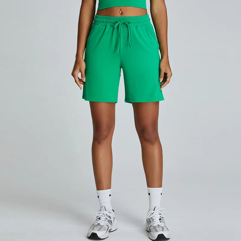 Summer Stretchy Straight Leg SweatShorts Loose Outer Wear Pants Sports Short