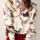Chiffon Turn-down Collar Long Sleeve Vintage Shirt