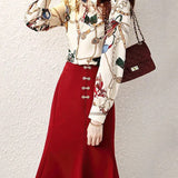 Chiffon Turn-down Collar Long Sleeve Vintage Shirt