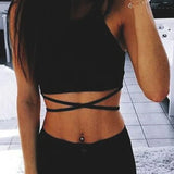 Summer Lace Up Tank Top Sleeveless Blusa Crop Top