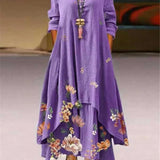 Summer Floral Print Long Sleeve Maxi Boho Dress
