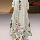 Summer Floral Print Long Sleeve Maxi Boho Dress