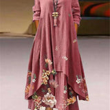 Summer Floral Print Long Sleeve Maxi Boho Dress