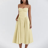Floral Slip Tube Tops Sleeveless Women's Fashion Printted A-line Midi Lady Boho Dress