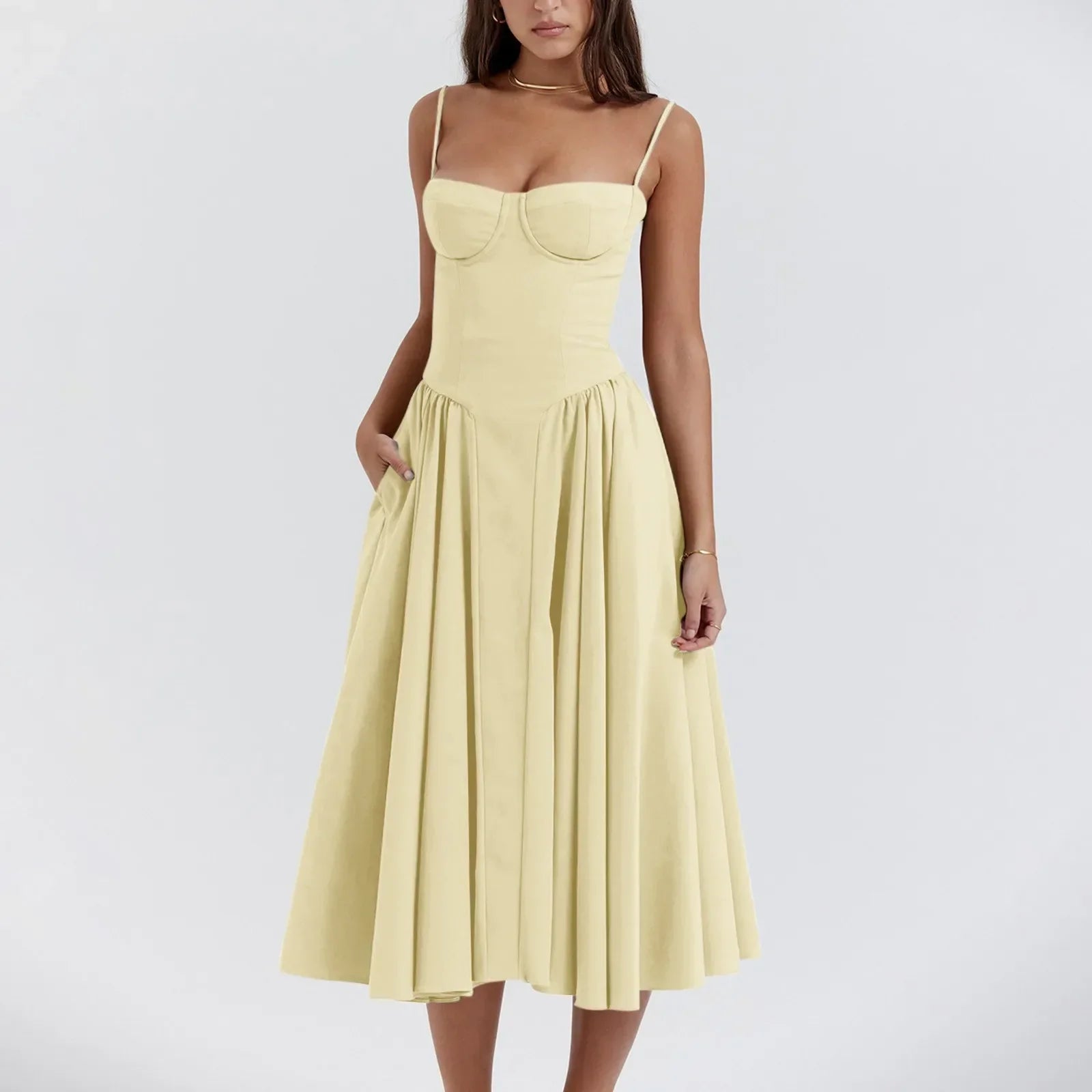 Floral Slip Tube Tops Sleeveless Women's Fashion Printted A-line Midi Lady Boho Dress