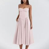 Floral Slip Tube Tops Sleeveless Women's Fashion Printted A-line Midi Lady Boho Dress