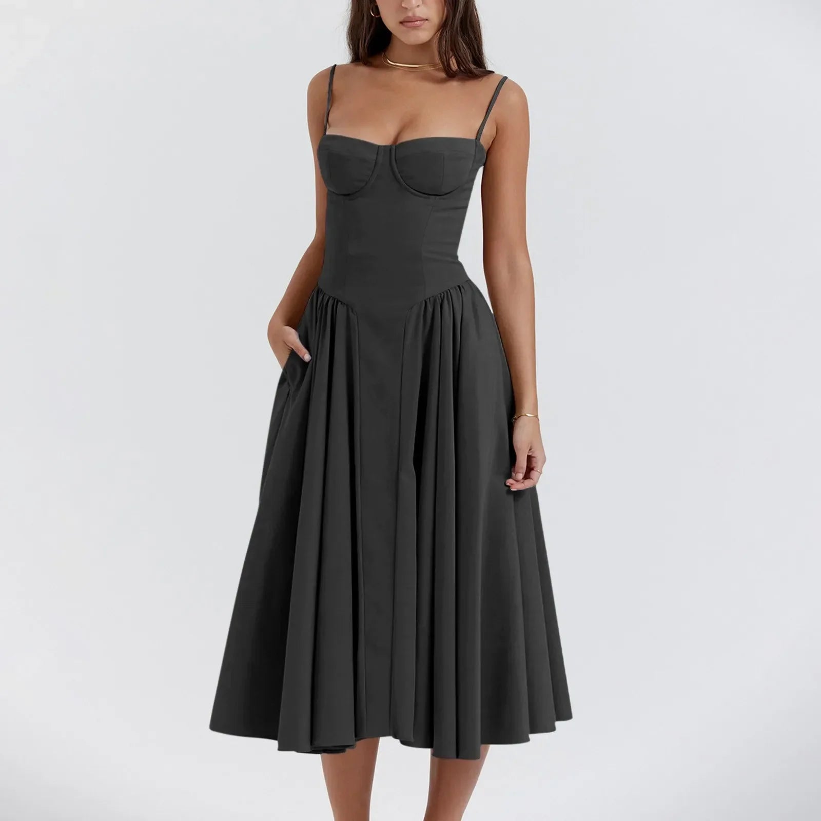Floral Slip Tube Tops Sleeveless Women's Fashion Printted A-line Midi Lady Boho Dress