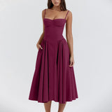 Floral Slip Tube Tops Sleeveless Women's Fashion Printted A-line Midi Lady Boho Dress
