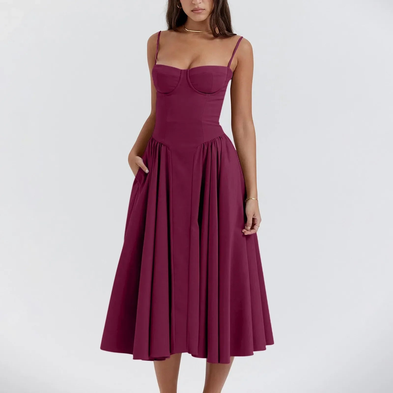 Floral Slip Tube Tops Sleeveless Women's Fashion Printted A-line Midi Lady Boho Dress