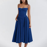 Floral Slip Tube Tops Sleeveless Women's Fashion Printted A-line Midi Lady Boho Dress
