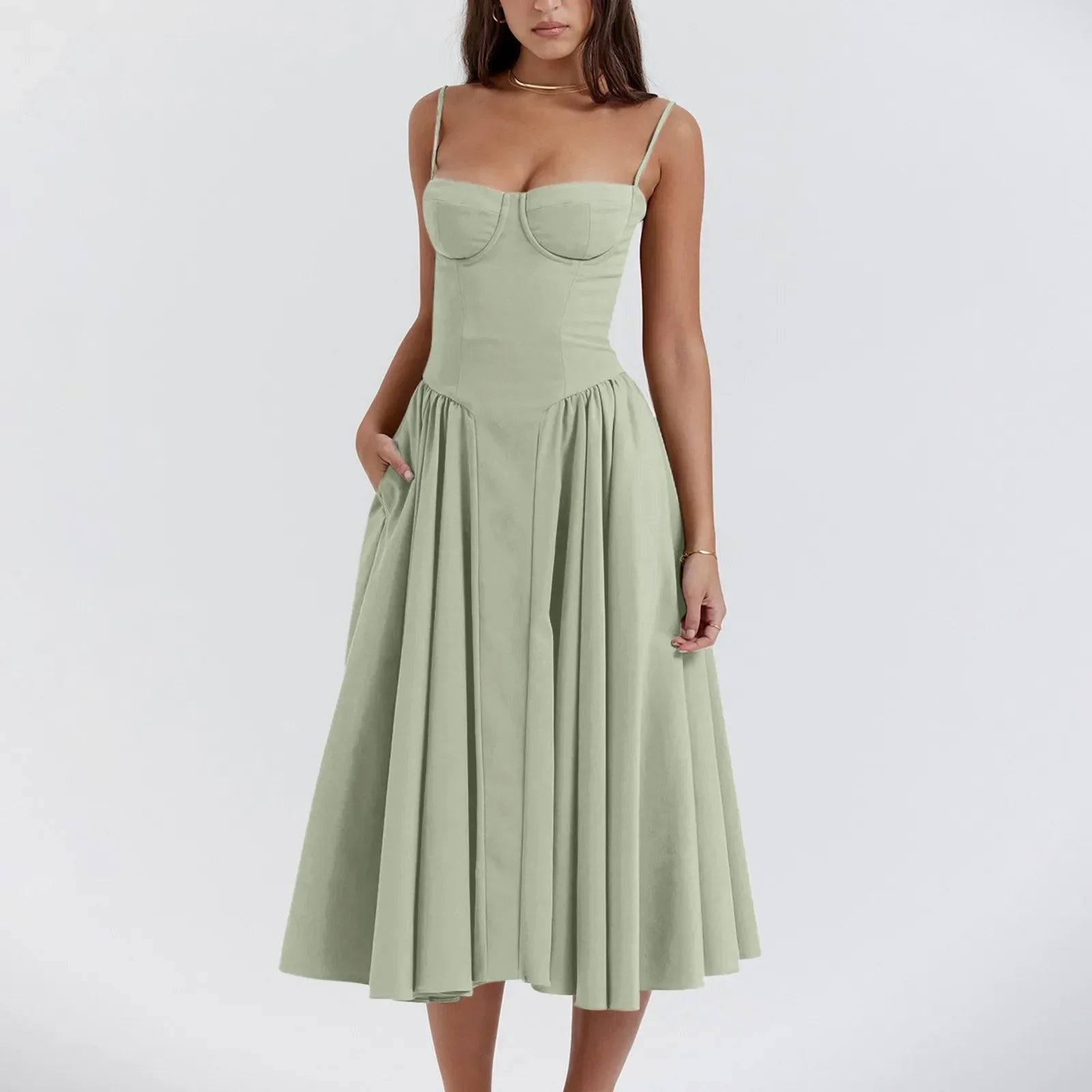 Floral Slip Tube Tops Sleeveless Women's Fashion Printted A-line Midi Lady Boho Dress