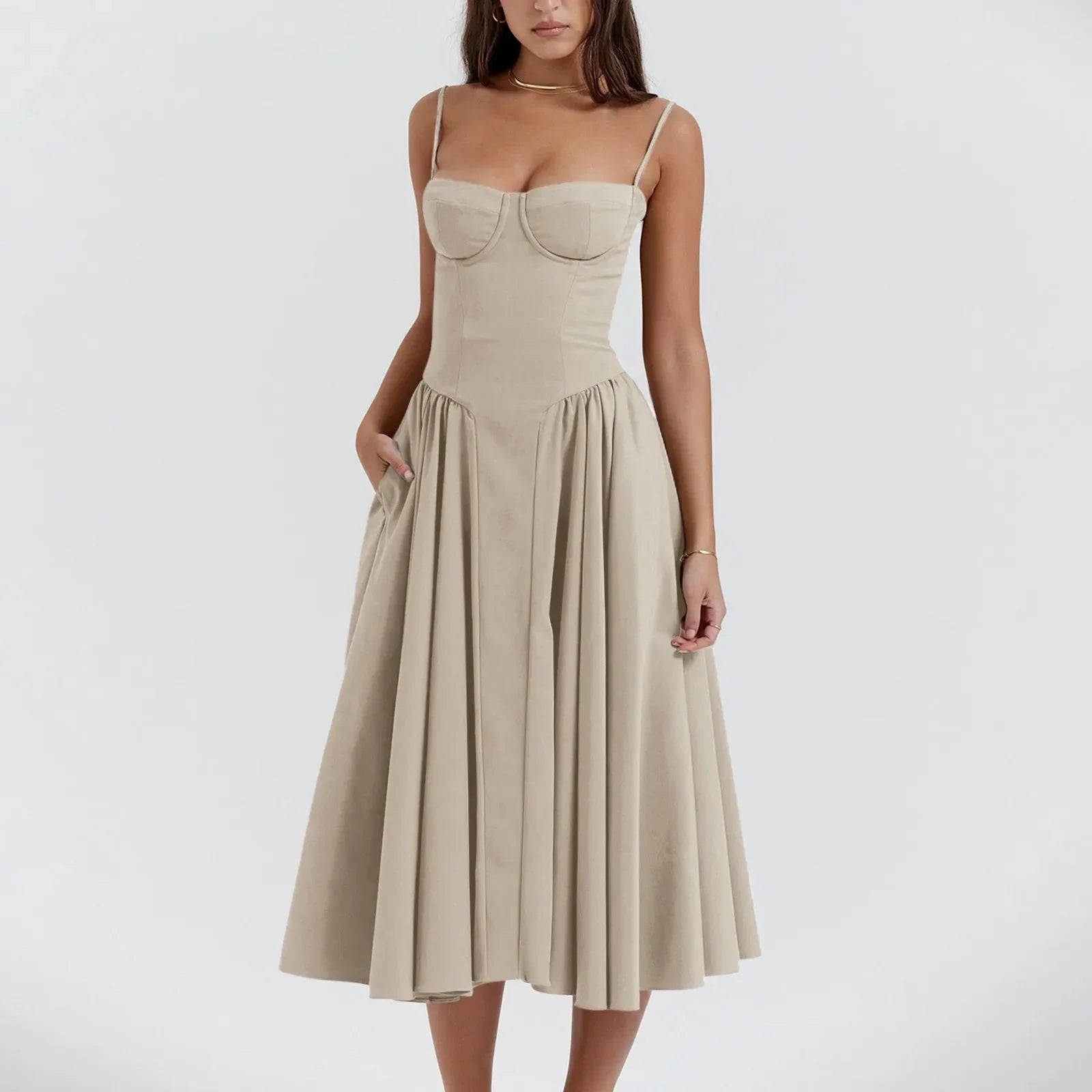 Floral Slip Tube Tops Sleeveless Women's Fashion Printted A-line Midi Lady Boho Dress