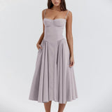 Floral Slip Tube Tops Sleeveless Women's Fashion Printted A-line Midi Lady Boho Dress