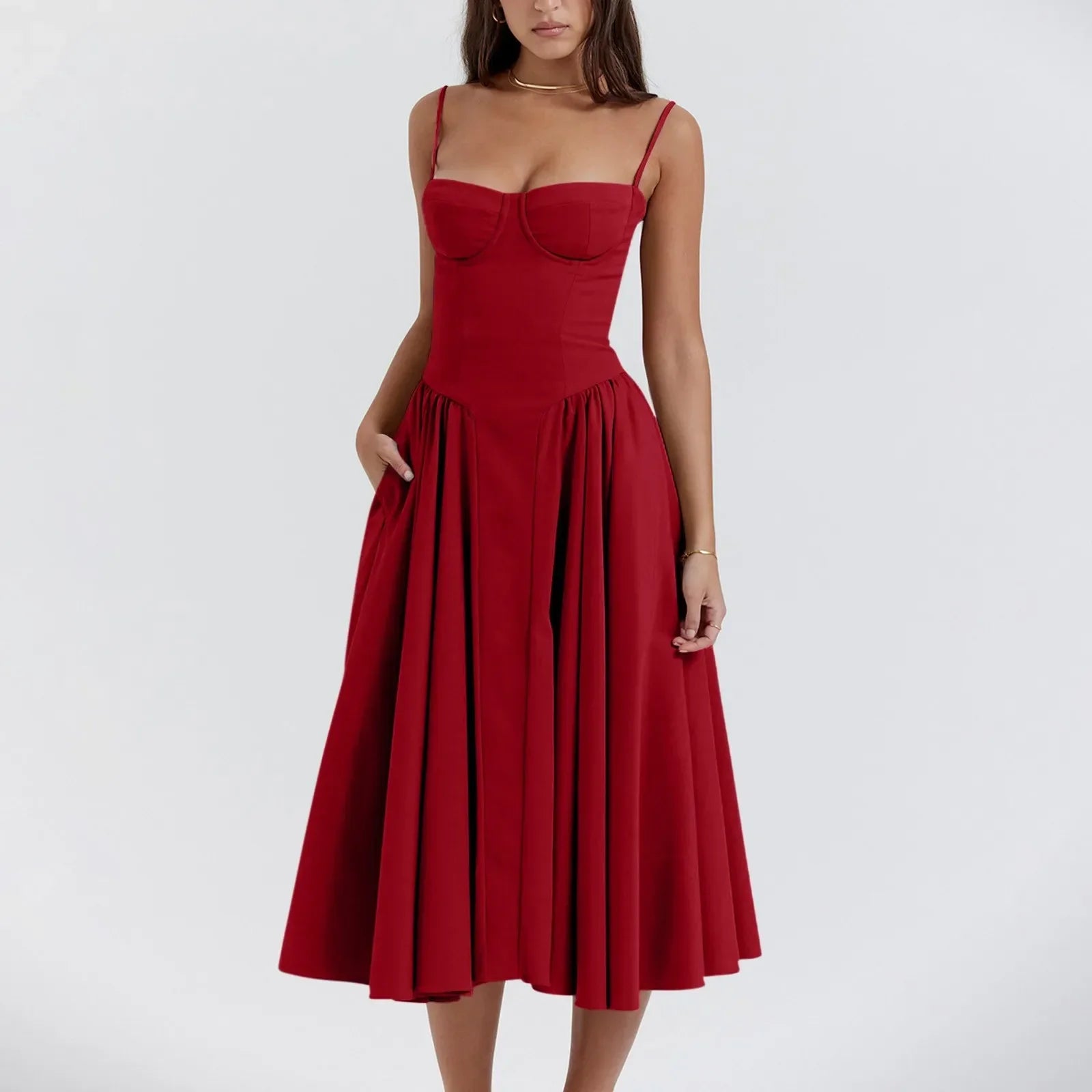 Floral Slip Tube Tops Sleeveless Women's Fashion Printted A-line Midi Lady Boho Dress