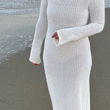 Summer Knitted Out See Through Bodycon Beach Stylish Maxi Dress