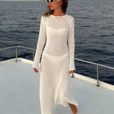 Summer Knitted Out See Through Bodycon Beach Stylish Maxi Dress