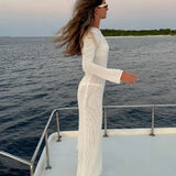 Summer Knitted Out See Through Bodycon Beach Stylish Maxi Dress