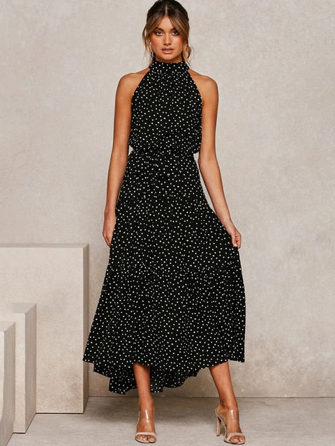Polka Dot Halter Strapless Vacation Sundress