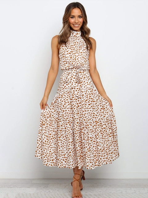 Polka Dot Halter Strapless Vacation Sundress