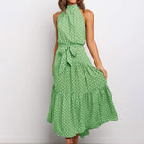 Polka Dot Halter Strapless Vacation Sundress