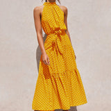 Polka Dot Halter Strapless Vacation Sundress