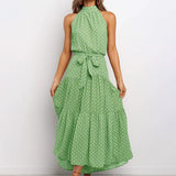 Polka Dot Halter Strapless Vacation Sundress