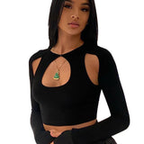 Summer Long Sleeve Cropped Corset Aesthetic Club O Neck Fairy Grunge Crop Tops
