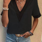 Lace Patchwork Loose Casual T-shirt