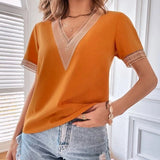 Lace Patchwork Loose Casual T-shirt