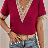 Lace Patchwork Loose Casual T-shirt