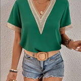 Lace Patchwork Loose Casual T-shirt