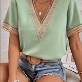 Lace Patchwork Loose Casual T-shirt