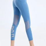 Summer Tight Female Mesh Stitching Pilates Letter Printing Elastic Thin Sports Leggings