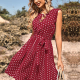 Polka Dot Bandage A-line Midi Beach Sundress