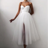 Halter Off Shoulder Party Dress Spaghetti Strap Spliced Mesh Dresses