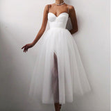 Halter Off Shoulder Party Dress Spaghetti Strap Spliced Mesh Dresses