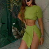 Summer Knitted Short Sleeve Mini Casual Skirt